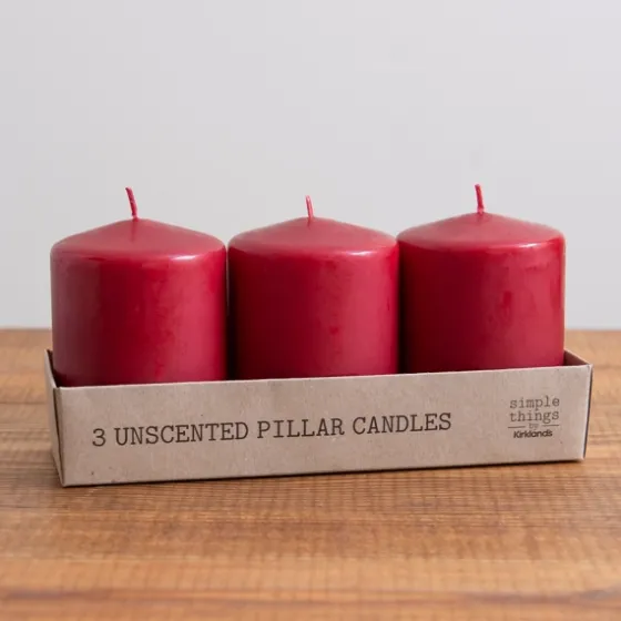 4 In. Burgundy Pillar Candles, Set Of 3-Kirkland's Home Cheap