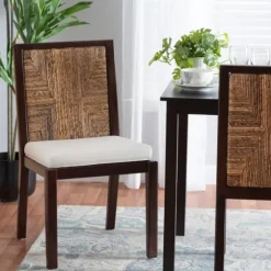 Abaca And Mahogany Armless Dining Chair-Kirkland's Home Hot