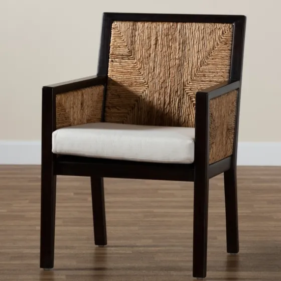 Abaca And Mahogany Dining Chair With Arms-Kirkland's Home Shop