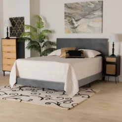 Abba Velvet Ribbed Queen Bed Frame-Kirkland's Home New