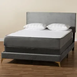 Abba Velvet Ribbed Queen Bed Frame-Kirkland's Home New