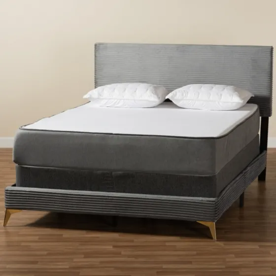 Abba Velvet Ribbed Queen Bed Frame-Kirkland's Home New