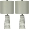 Abstract Gray Ribbed Stripes Table Lamps, Set Of 2-Kirkland's Home Best Sale
