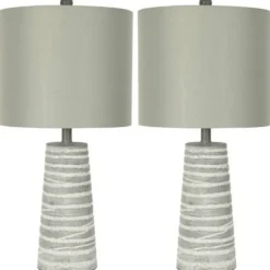 Abstract Gray Ribbed Stripes Table Lamps, Set Of 2-Kirkland's Home Best Sale