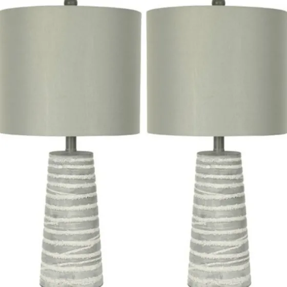 Abstract Gray Ribbed Stripes Table Lamps, Set Of 2-Kirkland's Home Best Sale