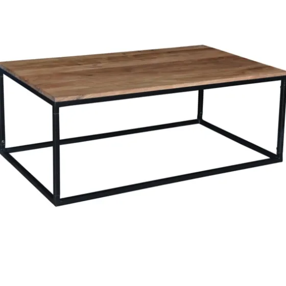 Acacia Wood And Black Iron Coffee Table-Kirkland's Home Sale