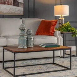 Acacia Wood And Black Iron Coffee Table-Kirkland's Home Sale