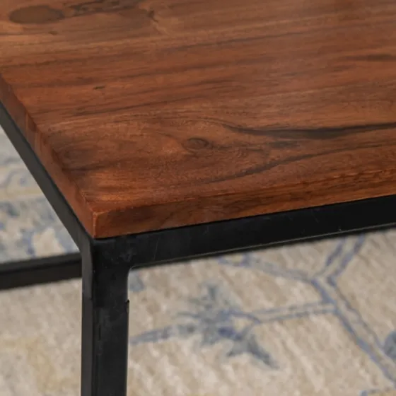 Acacia Wood And Black Iron Coffee Table-Kirkland's Home Sale
