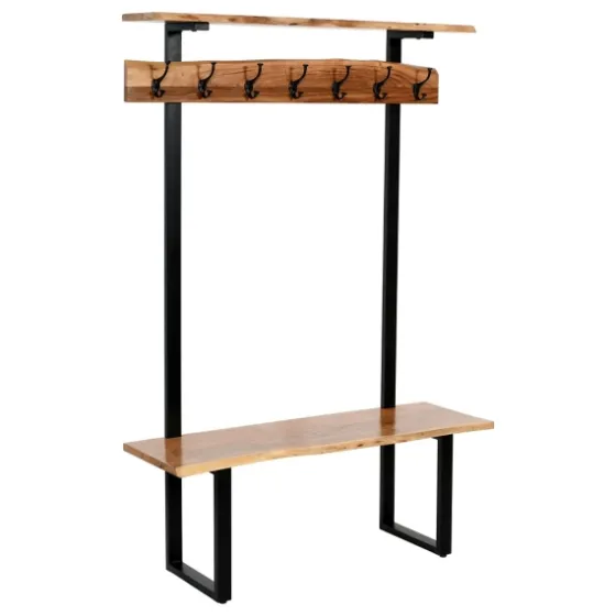 Acacia Wood Modern Storage Hooks Hall Tree-Kirkland's Home Best Sale