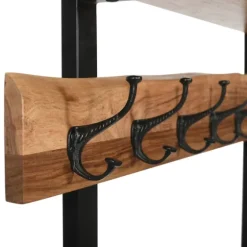 Acacia Wood Modern Storage Hooks Hall Tree-Kirkland's Home Best Sale
