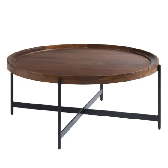 Acacia Wood Round Tray Top Coffee Table-Kirkland's Home New