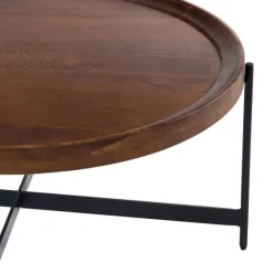 Acacia Wood Round Tray Top Coffee Table-Kirkland's Home New