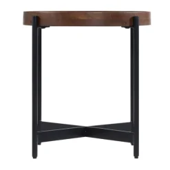 Acacia Wood Round Tray Top Side Table-Kirkland's Home Shop