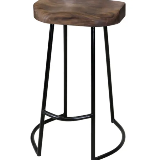 Acacia Wood Seat Wrought Iron Base Counter Stool-Kirkland's Home Outlet