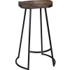Acacia Wood Seat Wrought Iron Base Bar Stool-Kirkland's Home Best Sale