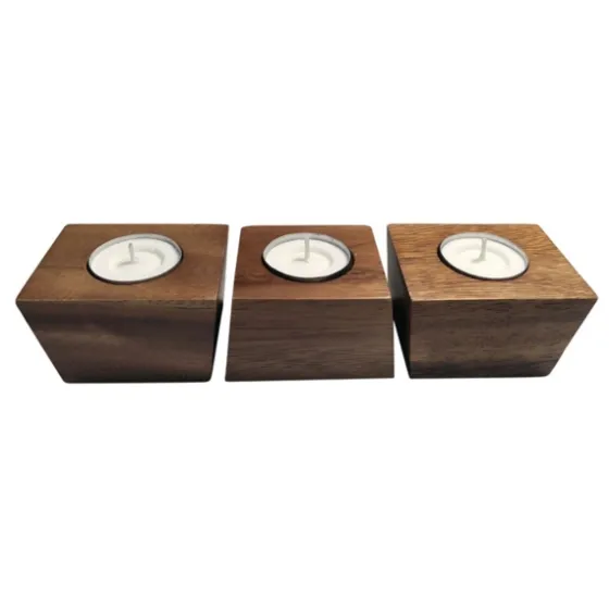 Acacia Wood Tealight Holders, Set Of 3-Kirkland's Home Sale