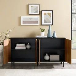 Acorn And Black Chevron Door Tv Stand-Kirkland's Home Cheap