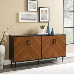 Acorn And Black Chevron Door Tv Stand-Kirkland's Home Cheap