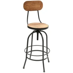 Adjustable Wood And Metal Industrial Bar Stool-Kirkland's Home Fashion