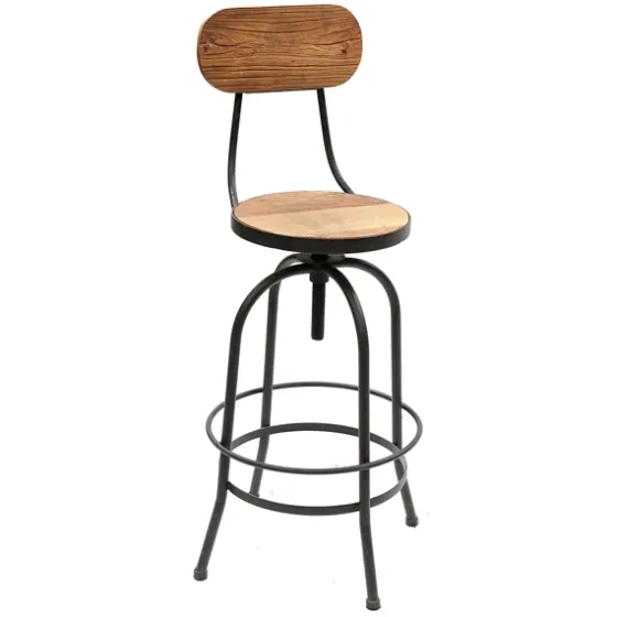 Adjustable Wood And Metal Industrial Bar Stool-Kirkland's Home Fashion