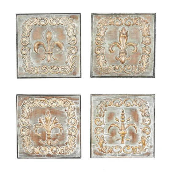 Aged Brass Fleur-De-Lis 4-Pc. Panel Wall Art-Kirkland's Home Hot