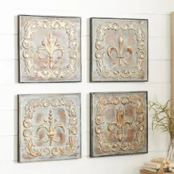 Aged Brass Fleur-De-Lis 4-Pc. Panel Wall Art-Kirkland's Home Hot