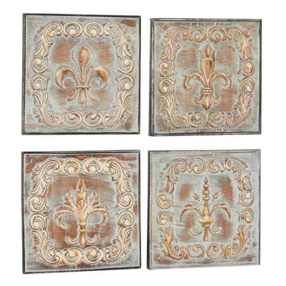Aged Brass Fleur-De-Lis 4-Pc. Panel Wall Art-Kirkland's Home Hot