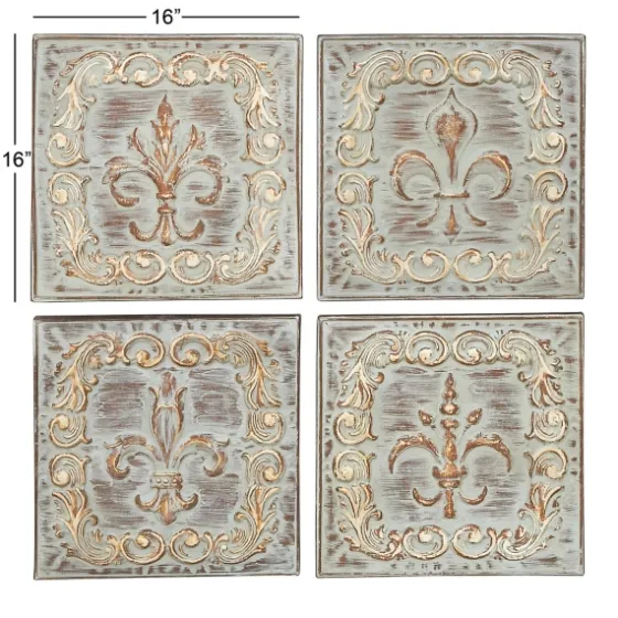 Aged Brass Fleur-De-Lis 4-Pc. Panel Wall Art-Kirkland's Home Hot