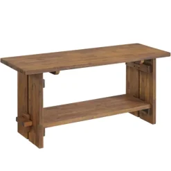 Aged Brown Acacia Wood Board Bench-Kirkland's Home Cheap