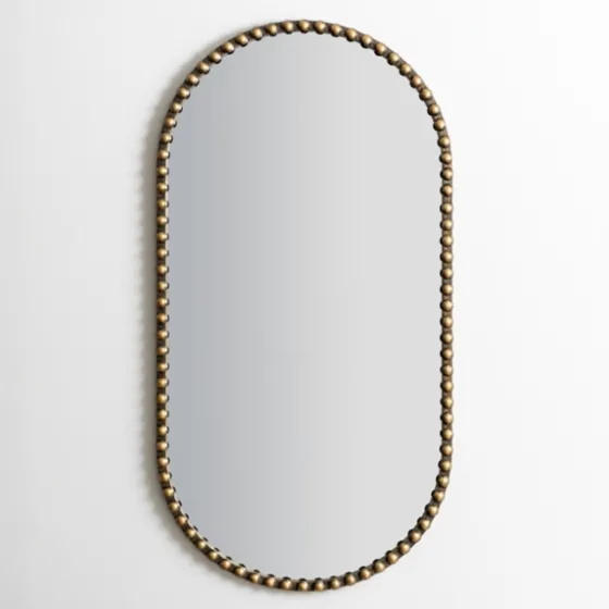 Aged Gold Beaded Frame Metal Wall Mirror-Kirkland's Home Store