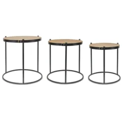 Aged Round Wood Top 3-Pc. Accent Table Set-Kirkland's Home Online