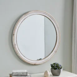 Aged Wood Round Mirror-Kirkland's Home Fashion