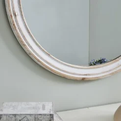 Aged Wood Round Mirror-Kirkland's Home Fashion