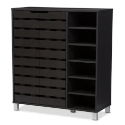 Aldrich Black Slatted Shoe Storage Cabinet-Kirkland's Home Outlet