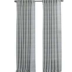 Aloe Plaid Pleated Single Curtain Panel, 84 In.-Kirkland's Home New