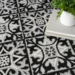 Aloha Black Geometric Indoor/Outdoor Area Rug, 5X7-Kirkland's Home New