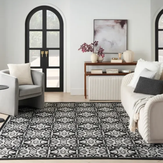 Aloha Black Geometric Indoor/Outdoor Area Rug, 5X7-Kirkland's Home New