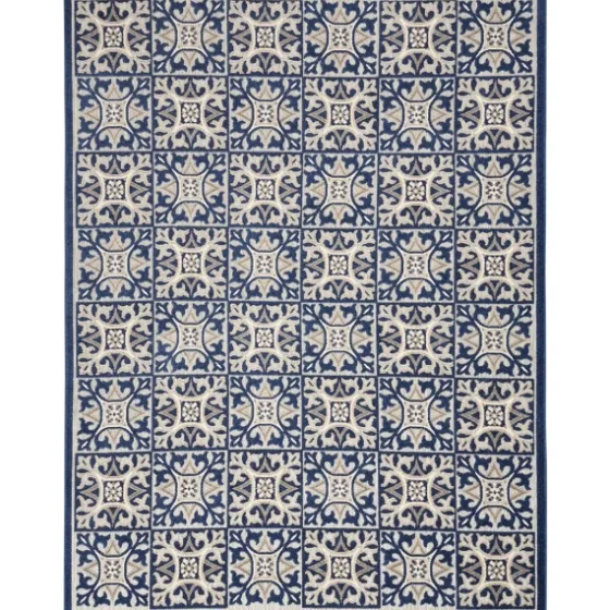 Aloha Blue Geometric Indoor/Outdoor Area Rug, 9X12-Kirkland's Home Cheap