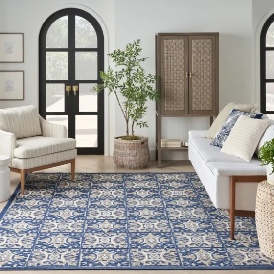 Aloha Blue Geometric Indoor/Outdoor Area Rug, 9X12-Kirkland's Home Cheap