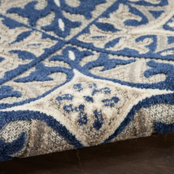 Aloha Blue Geometric Indoor/Outdoor Area Rug, 6X9-Kirkland's Home Store