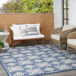 Aloha Blue Geometric Indoor/Outdoor Area Rug, 6X9-Kirkland's Home Store