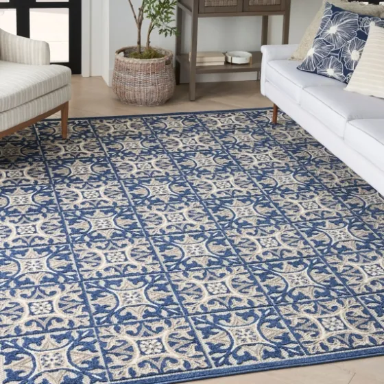 Aloha Blue Geometric Indoor/Outdoor Area Rug, 6X9-Kirkland's Home Store