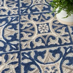 Aloha Blue Geometric Indoor/Outdoor Area Rug, 6X9-Kirkland's Home Store
