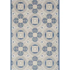 Aloha Blue Medallion Indoor/Outdoor Area Rug, 5X7-Kirkland's Home Clearance