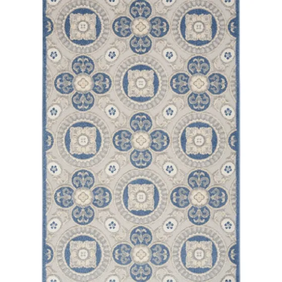 Aloha Blue Medallion Indoor/Outdoor Area Rug, 5X7-Kirkland's Home Clearance