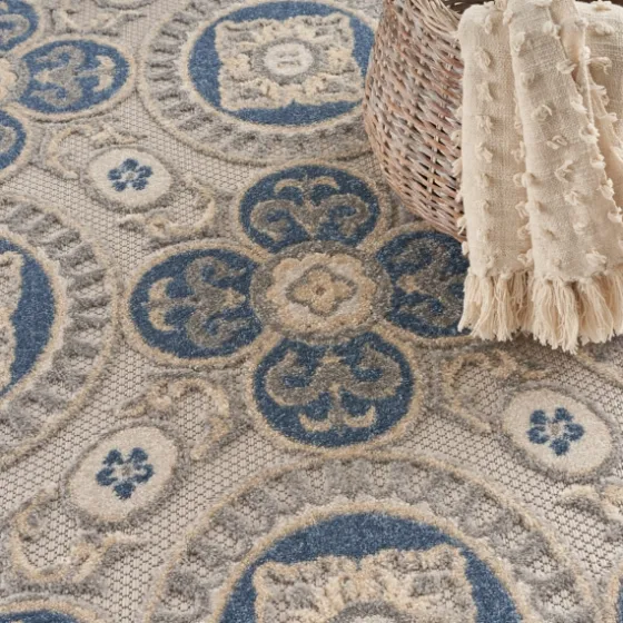 Aloha Blue Medallion Indoor/Outdoor Area Rug, 5X7-Kirkland's Home Clearance