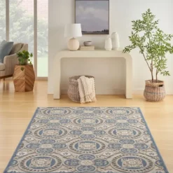 Aloha Blue Medallion Indoor/Outdoor Area Rug, 5X7-Kirkland's Home Clearance