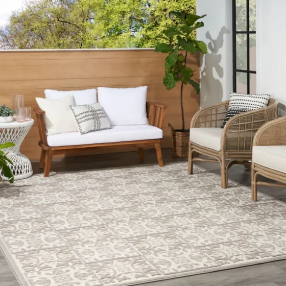 Aloha Ivory Geometric Indoor/Outdoor Rug, 9X12-Kirkland's Home Online