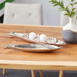 Aluminum Metallic Fish Trays, Set Of 2-Kirkland's Home Outlet