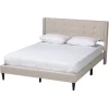 Amala Beige Button Tufted Queen Bed Frame-Kirkland's Home New